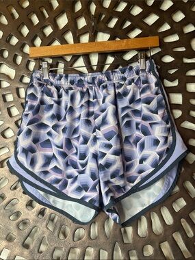 💙 Nike Dri-FIT Running Shorts Women’s Large Light Blue Geometric Athletic 💙